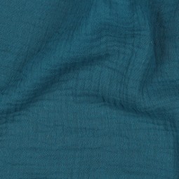 Tissu double gaze de coton bio - Pétrole