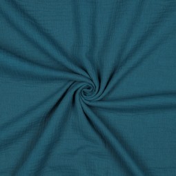 Tissu double gaze de coton bio - Pétrole