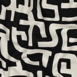 Tissu jersey sweat - Abstrait noir écru