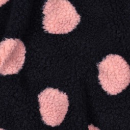 Tissu sherpa - Pois marine rose