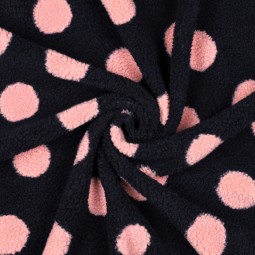 Tissu sherpa - Pois marine rose