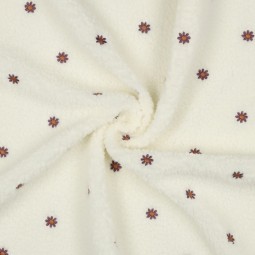 Tissu sherpa - Fleurs brodées