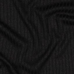 Tissu maille côtelée - Noir et argent