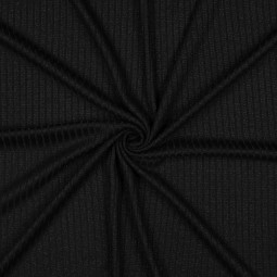 Tissu maille côtelée - Noir et argent