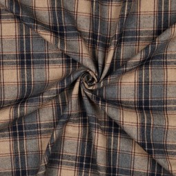 Tissu flanelle - Carreaux navy beige