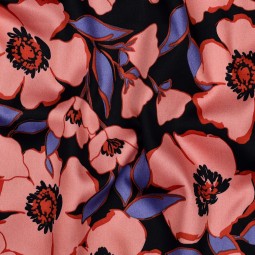 Tissu satin de coton - Églantine marine