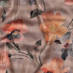 Tissu satin de coton - Sylvie pêche
