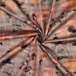 Tissu satin de coton - Sylvie pêche