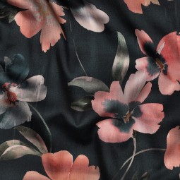 Tissu satin de coton - Louisa marine