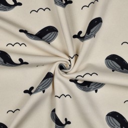 Tissu jersey sweat - Baleine écru