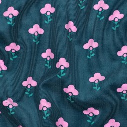 Tissu velours côtelé fin - Jasmine pétrole