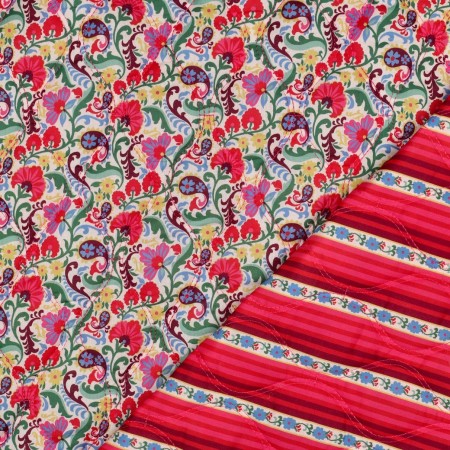 Tissu coton matelassé - Gisèle rouge