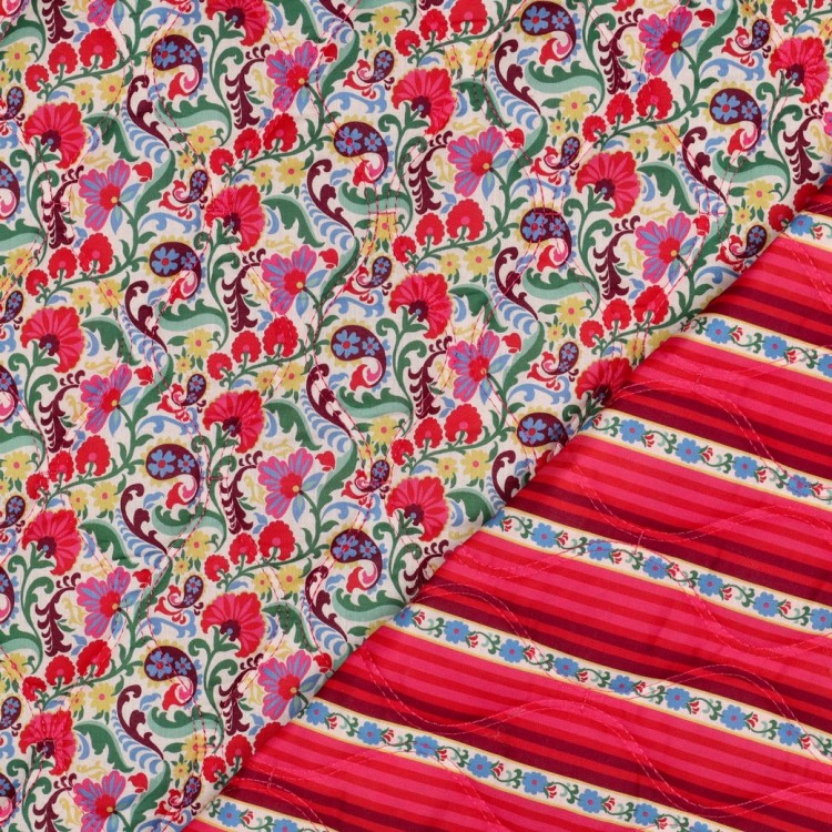 Tissu coton matelassé - Gisèle rouge