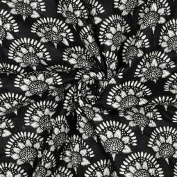 Tissu coton matelassé - Monique noir