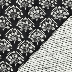 Tissu coton matelassé - Monique noir