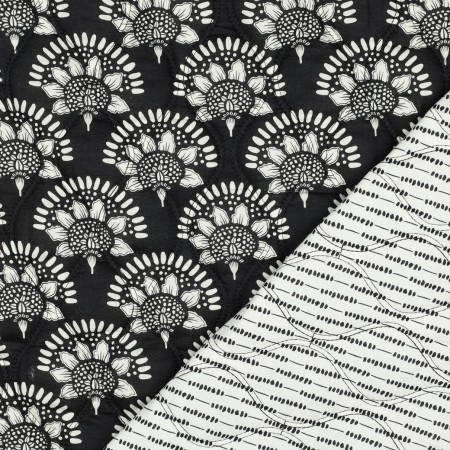 Tissu coton matelassé - Monique noir