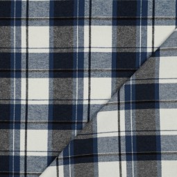 Tissu flanelle - Carreaux marine