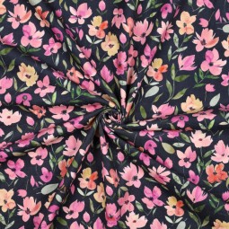 Tissu velours côtelé fin - Barbara marine rose