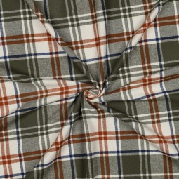 Tissu flanelle - Carreaux olive