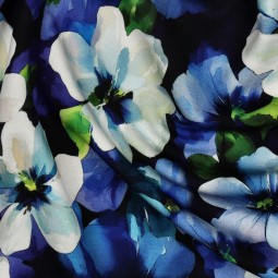 Tissu jersey punta di roma - Camille bleu noir