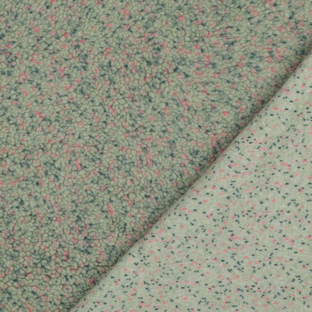 Tissu sherpa - Moucheté vert d'eau