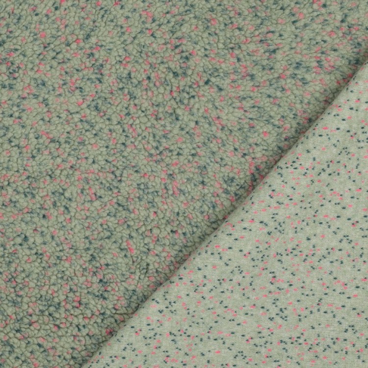 Tissu sherpa - Moucheté vert d'eau