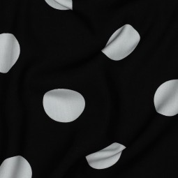 Tissu viscose - Pois blanc fond noir