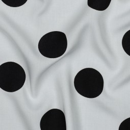 Tissu viscose - Pois noir fond blanc