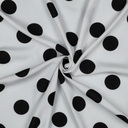 Tissu viscose - Pois noir fond blanc