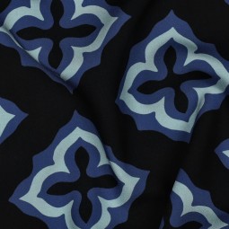 Tissu viscose - Croix fond noir