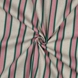 Tissu canvas - Rayures rose vert