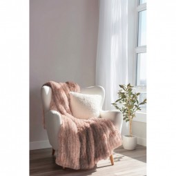 Tissu fausse fourrure - Rayures rose