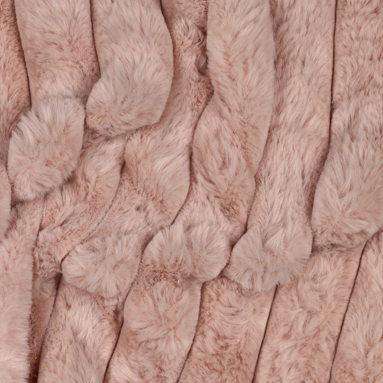 Tissu fausse fourrure - Rayures rose
