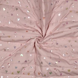 Tissu matelassé - Cœur rose