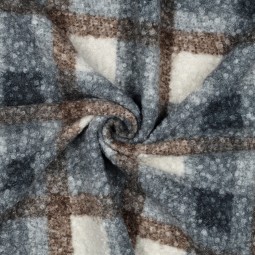 Tissu bouclette - Carreaux bleu
