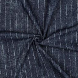 Tissu gabardine - Jean fin rayure bleu