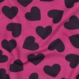Tissu jersey sweat - Cœur rose
