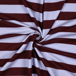 Tissu jersey sweat - Rayures bordeaux