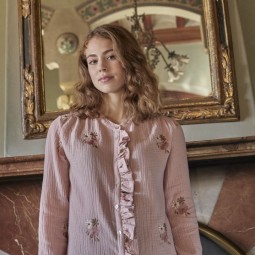 Tissu Katia Fabrics - Double gaze - Fleurs rose