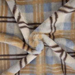 Tissu Katia fabrics - Fausse fourrure - Tartan écru
