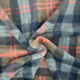 Tissu Katia fabrics - Fausse fourrure - Tartan bleu