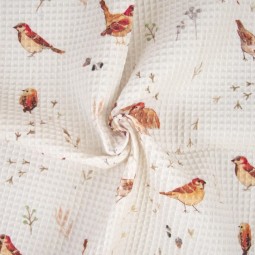 Tissu Katia Fabrics - Nid d'abeille - Motifs d'oiseaux
