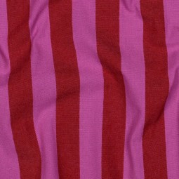 Tissu coton lavé - Rayures Rouge/fuchsia
