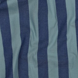 Tissu coton lavé - Rayures Vert/bleu