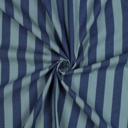 Tissu coton lavé - Rayures Vert/bleu