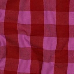 Tissu popeline - Carreaux Rouge Fuchsia