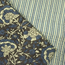Tissu matelassé coton indienne - Delhi bleu