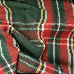 Tissu coton - Écossais vert rouge