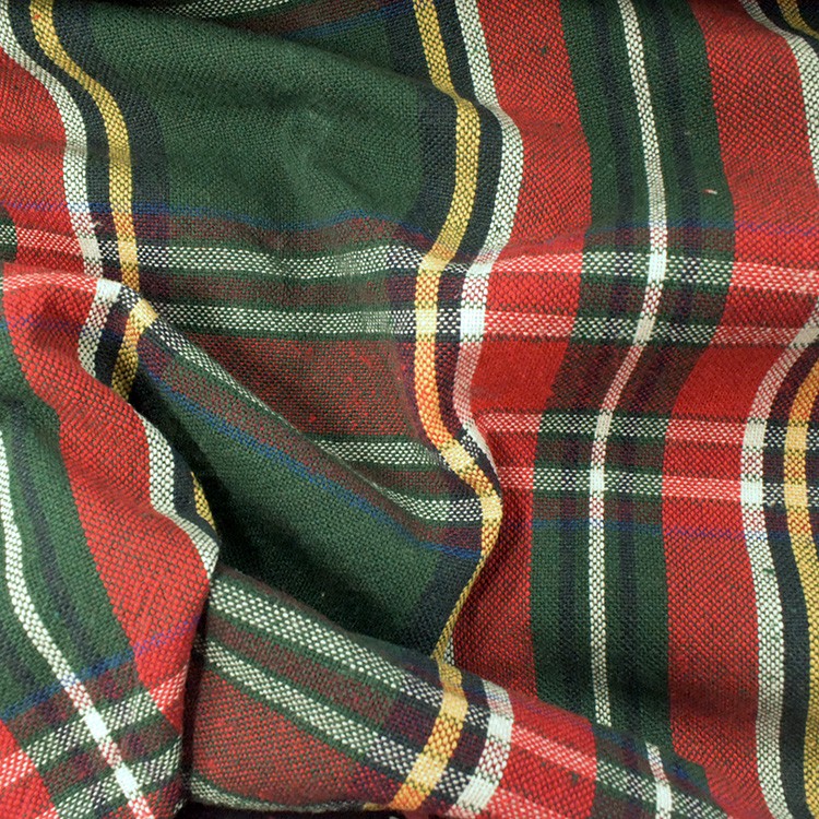 Tissu coton - Écossais vert rouge