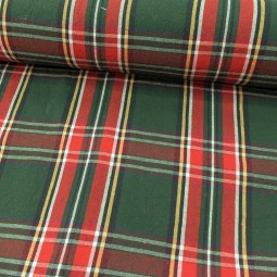Tissu coton - Écossais vert rouge